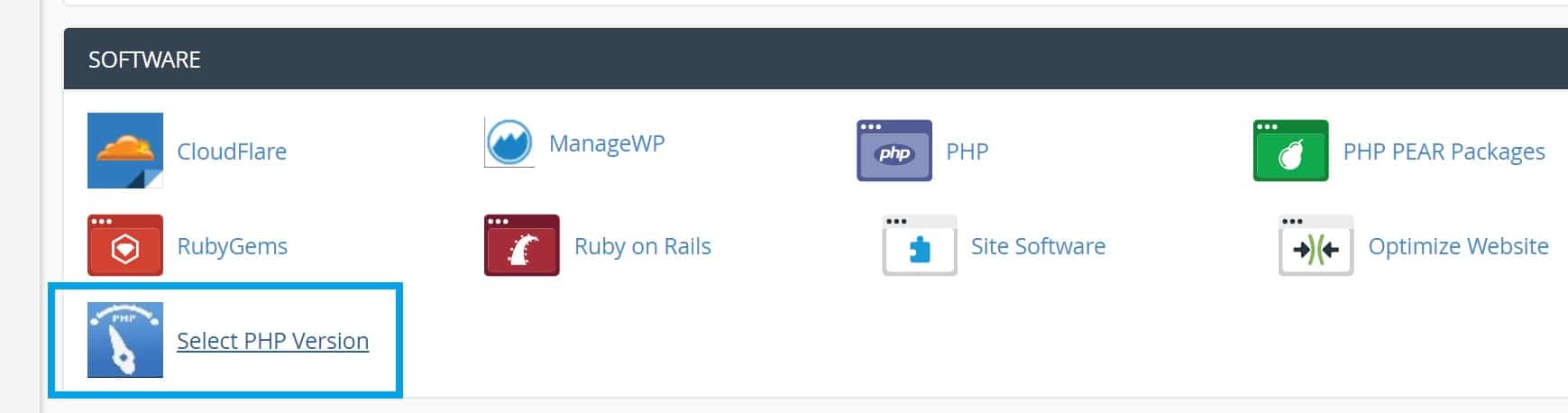 Select PHP version in cPanel Sélectionner la version PHP dans cPanel
