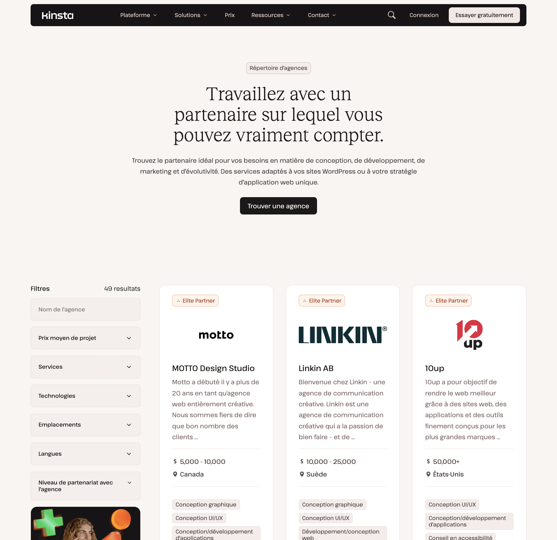 L'annuaire des agences Kinsta
