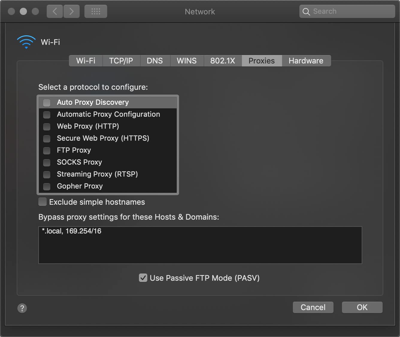 Décocher les proxis sur Mac