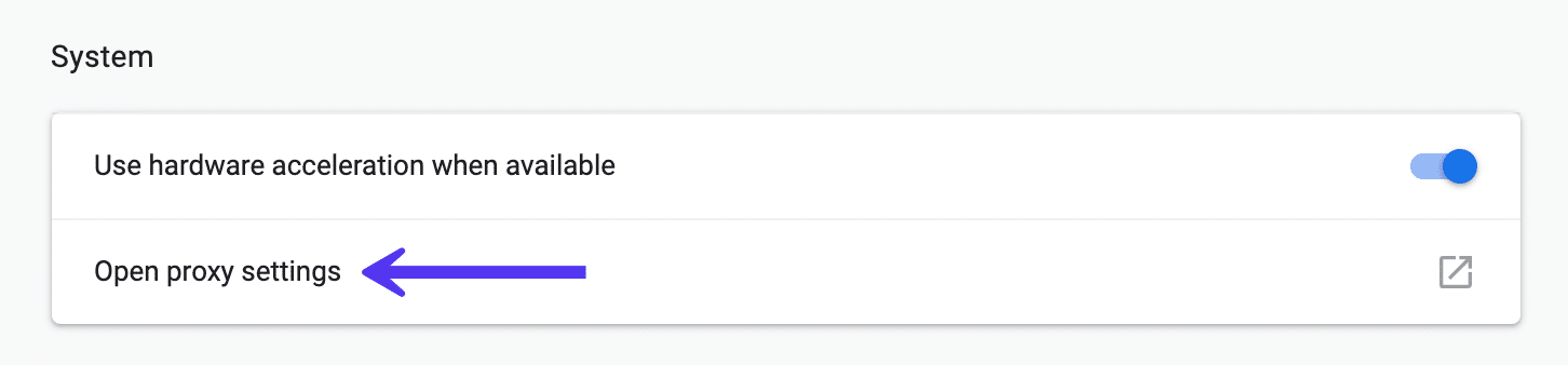Ouvrir les réglages de Proxy dans Chrome
