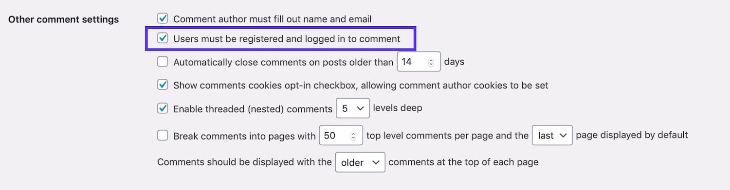 Autoriser les commentaires des utilisateurs connectés