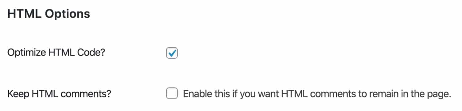 Optimisation HTML dans Autoptimize.