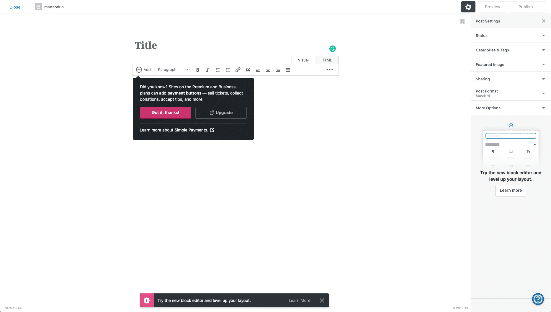 L'éditeur dans WordPress.com