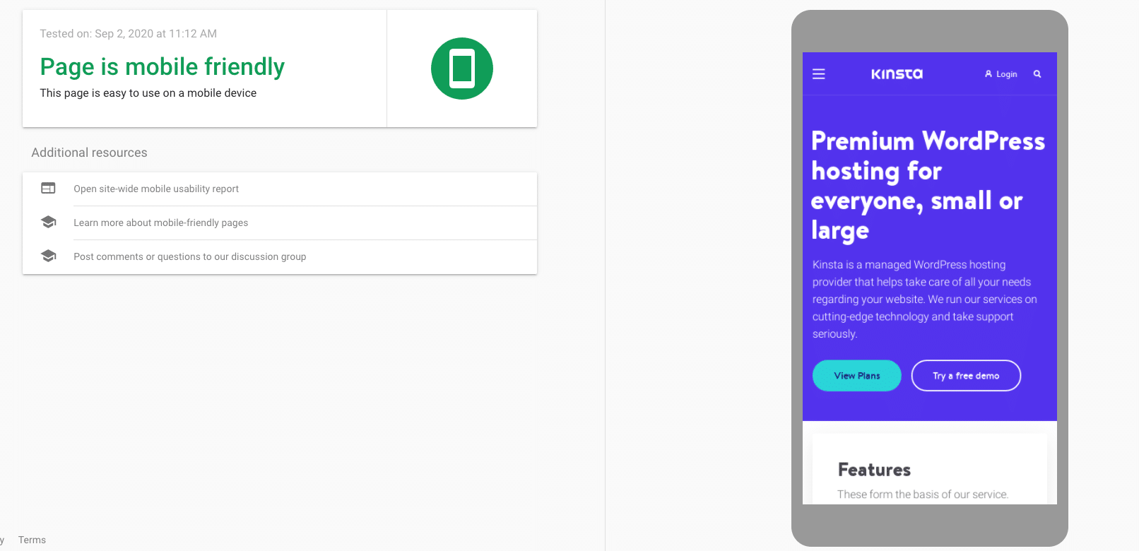 Test de Google pour les téléphones portables