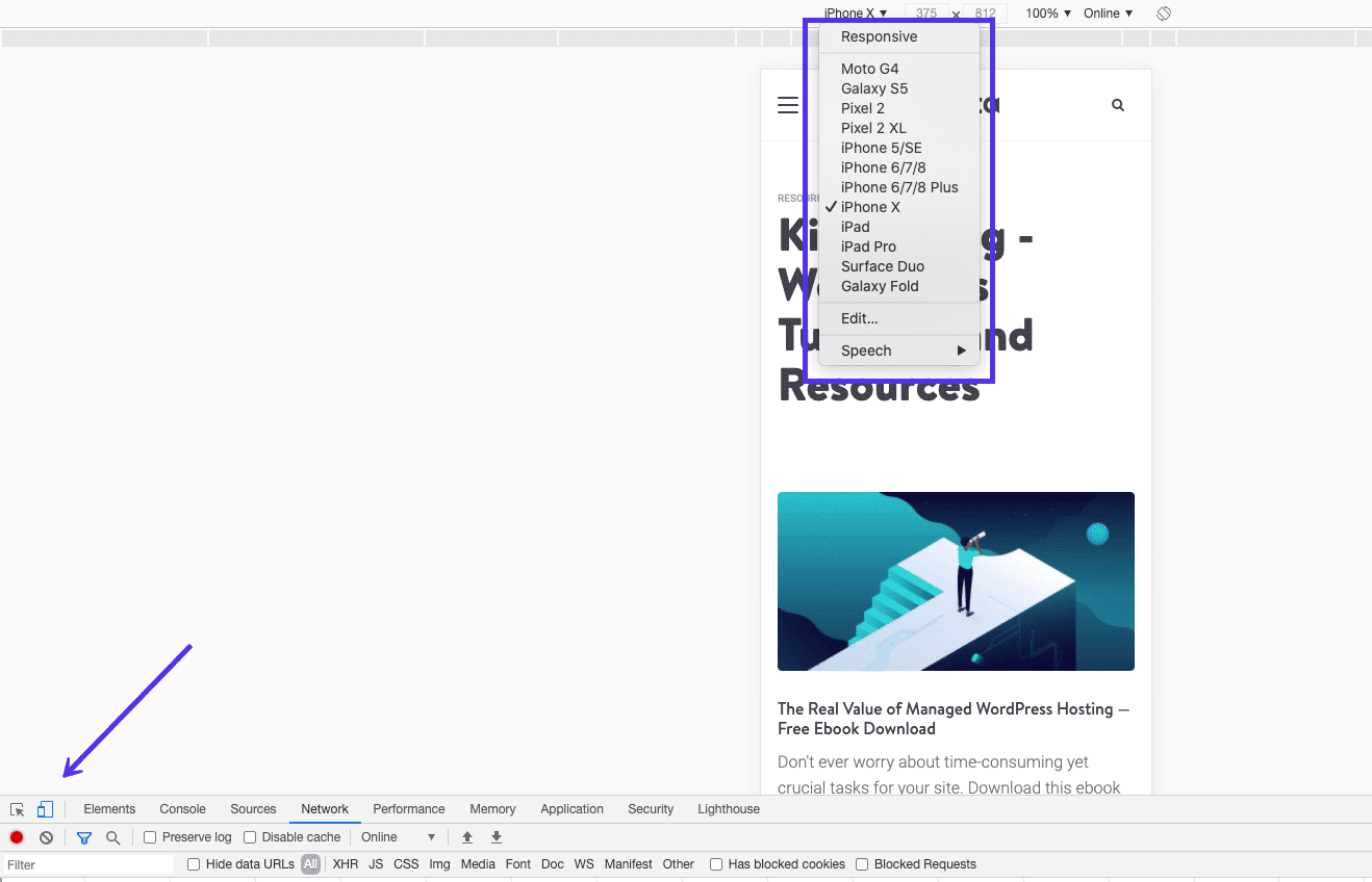 Tester des mises en page responsives et mobiles dans Chrome