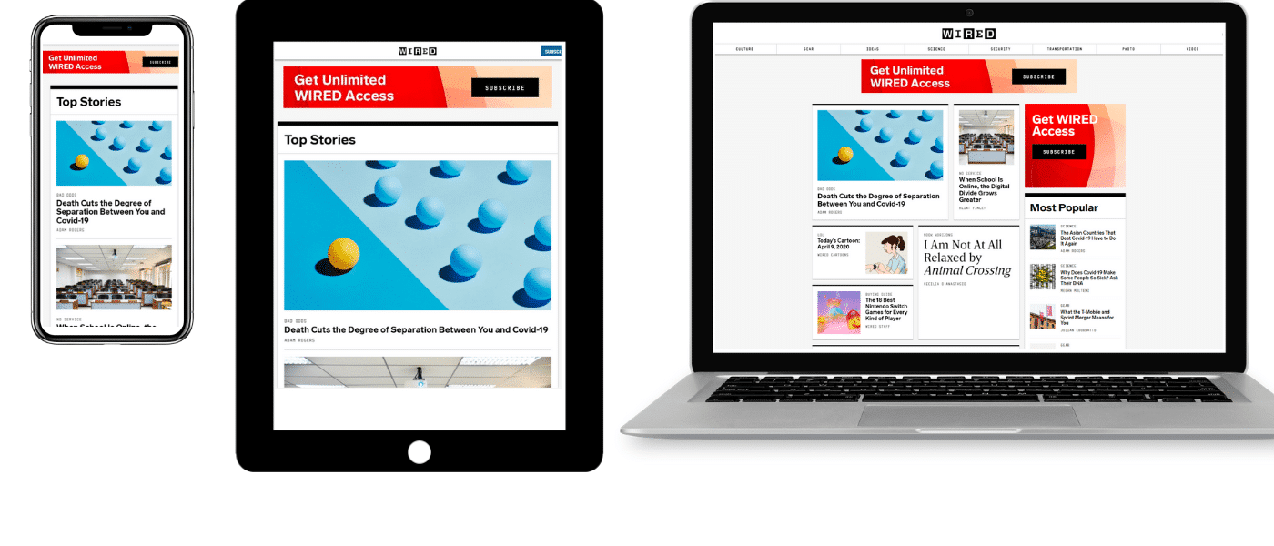 Wired sur mobile, tablette et ordinateur portable