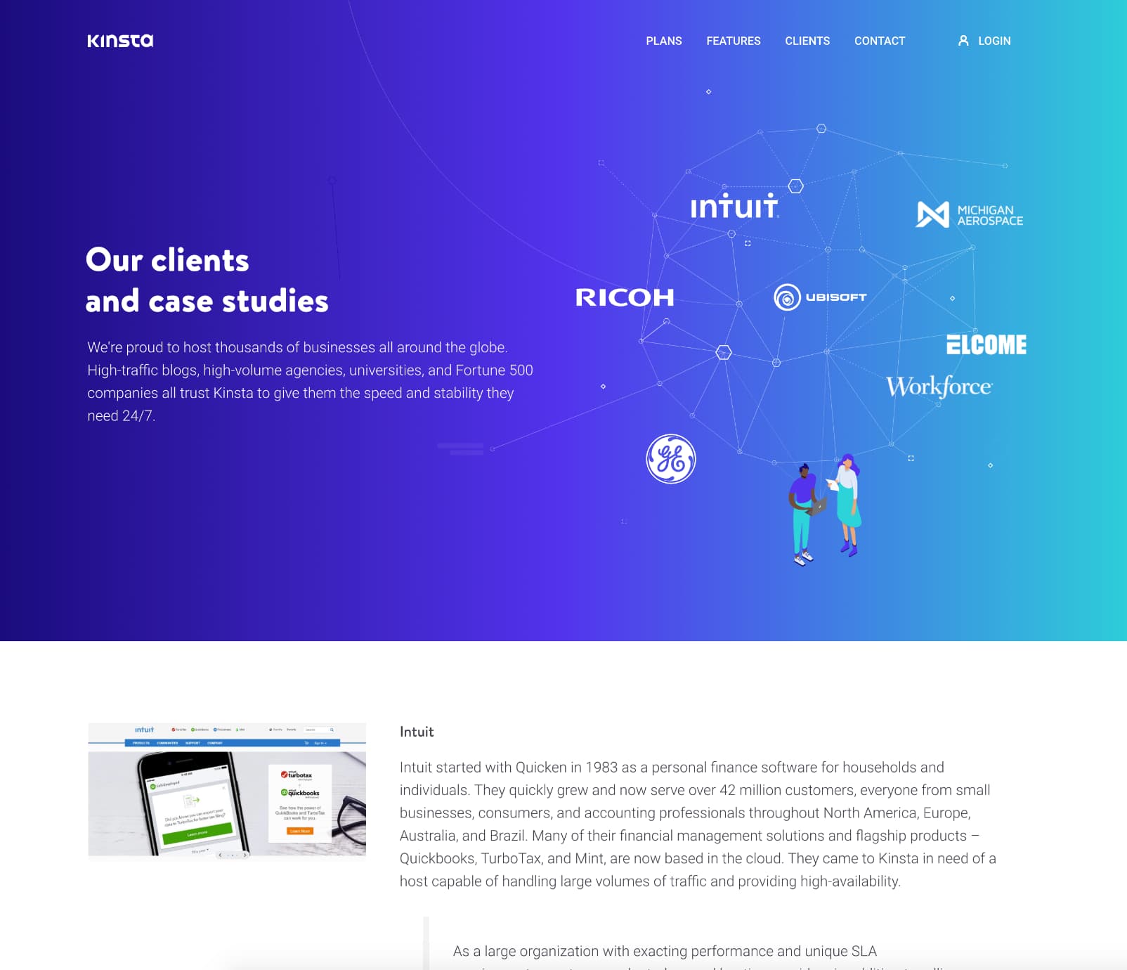 La pagina dei casi studio di Kinsta