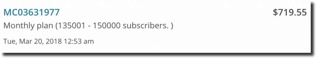 Il conto di Mailchimp