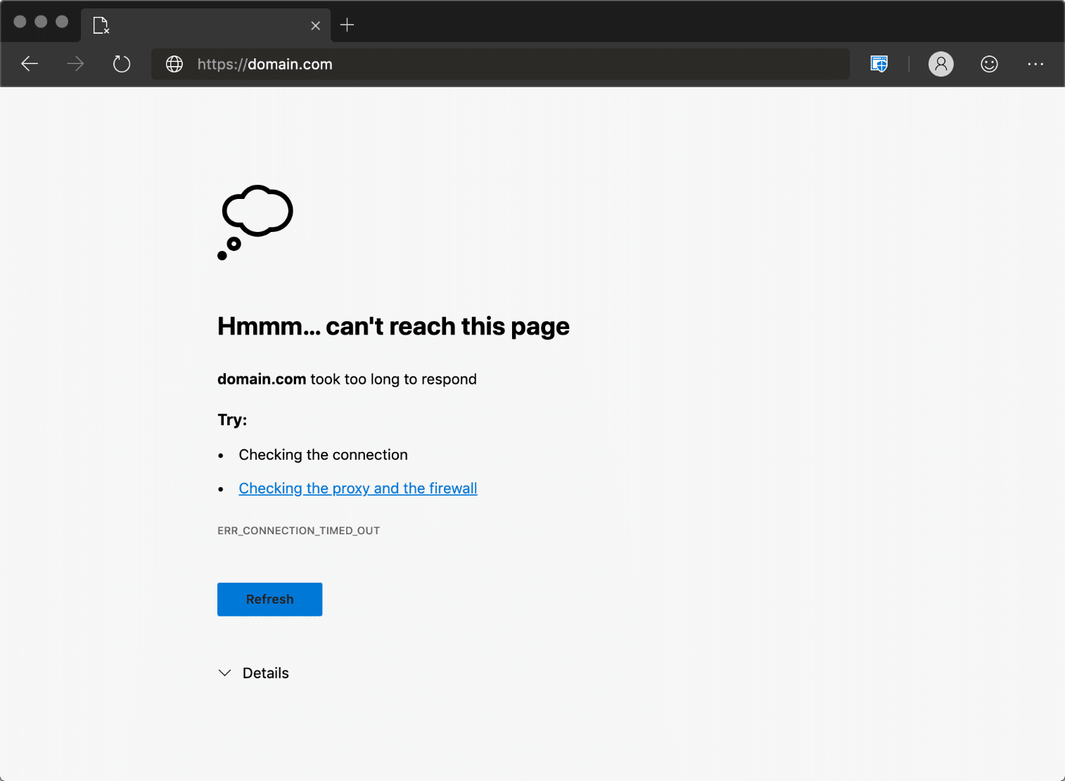 Errore ERR_CONNECTION_TIMED_OUT in Edge