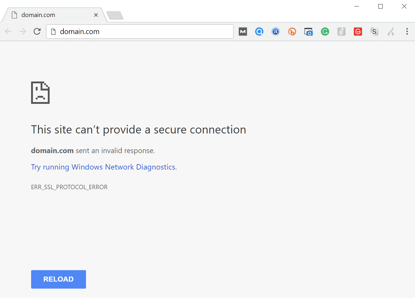 Chromeの「ERR_SSL_PROTOCOL_ERROR」エラー