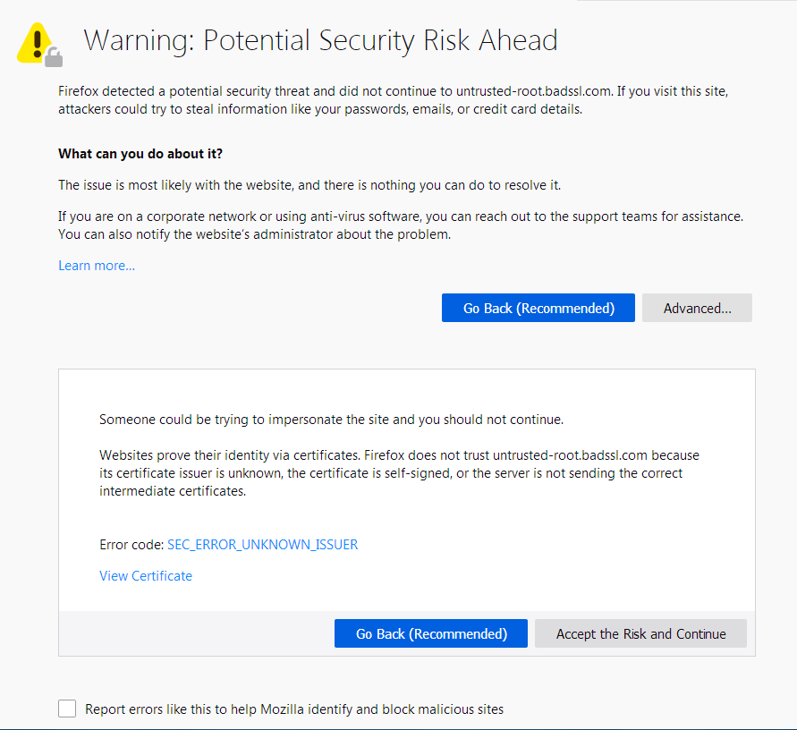 Mozilla Firefoxの「ERR_SSL_PROTOCOL_ERROR」エラー