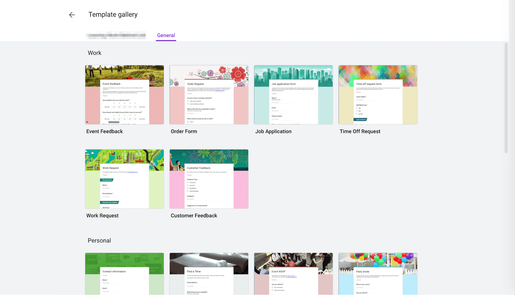 Googleフォームの埋め込み:テンプレート