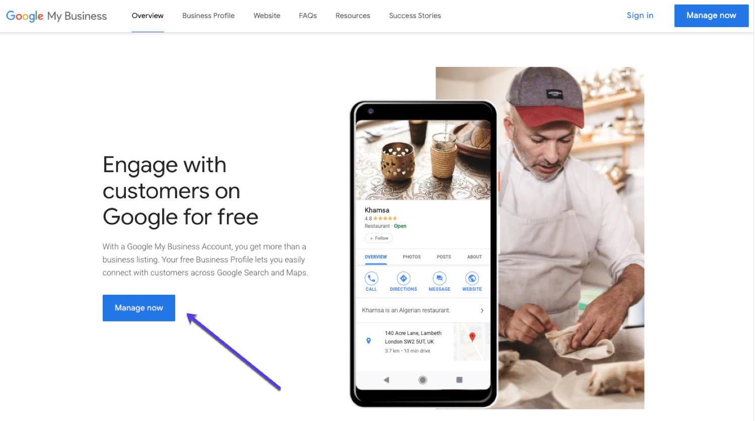 Googleビジネスプロフィールの公式ページ