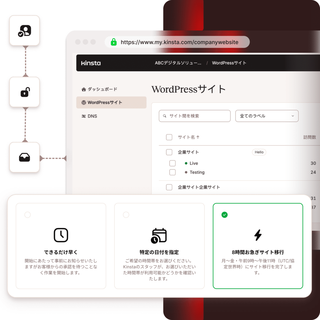 サイト移行プロセスを示すMyKinstaのグラフィック