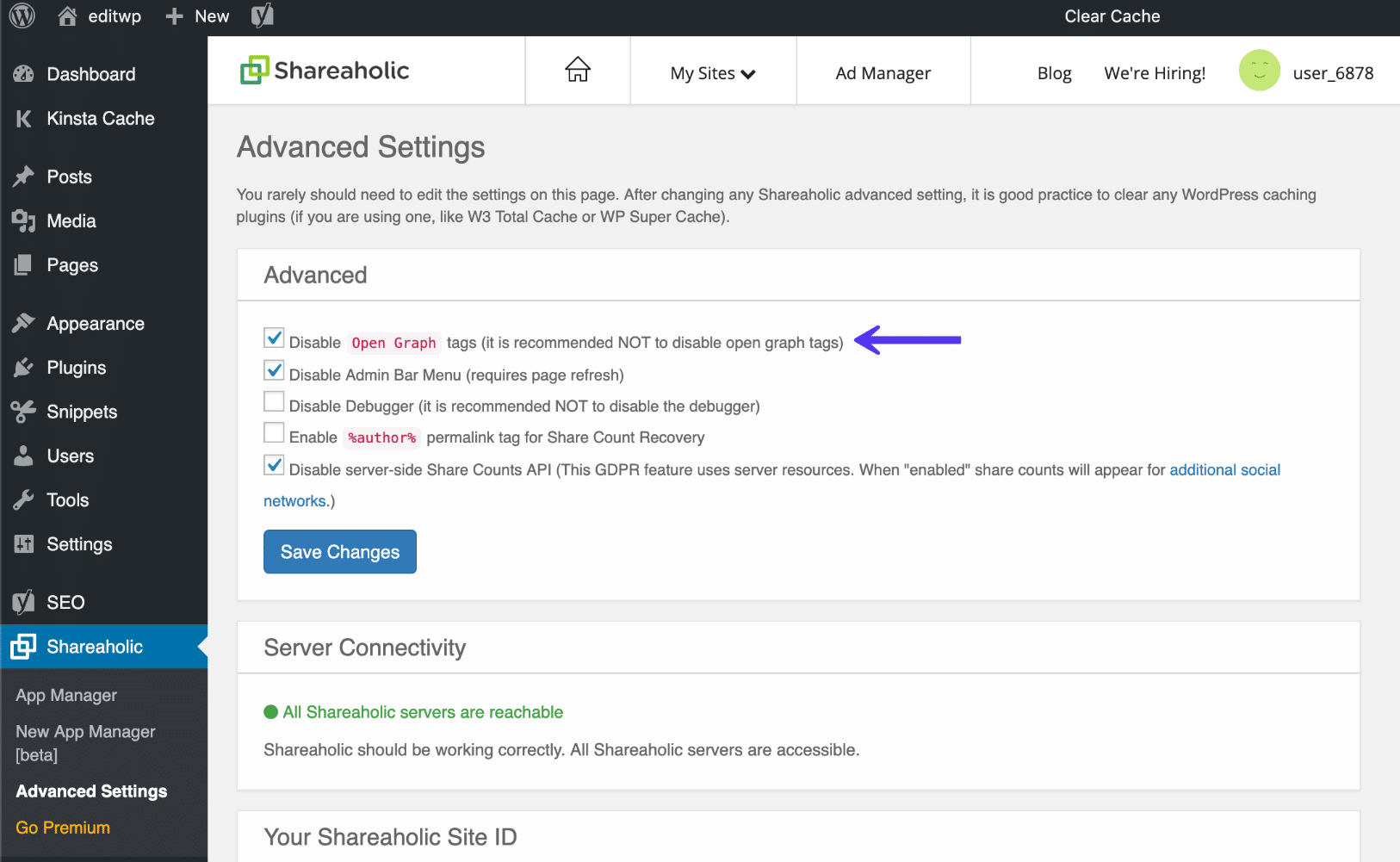 Shareaholic open graph tags uitschakelen