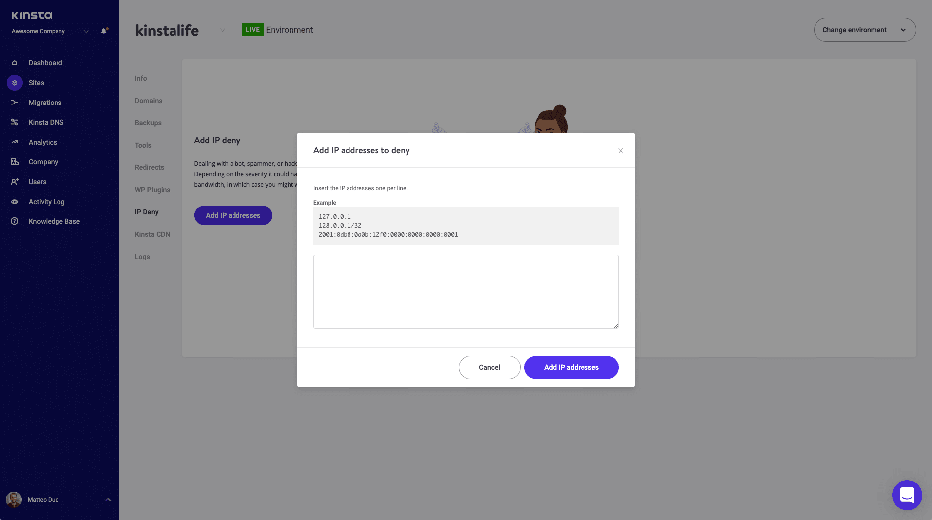 Zo blokkeer je IP-adressen met MyKinsta