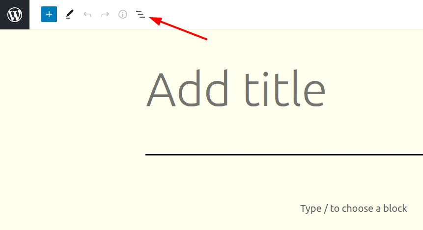 List view knop in de Block Editor