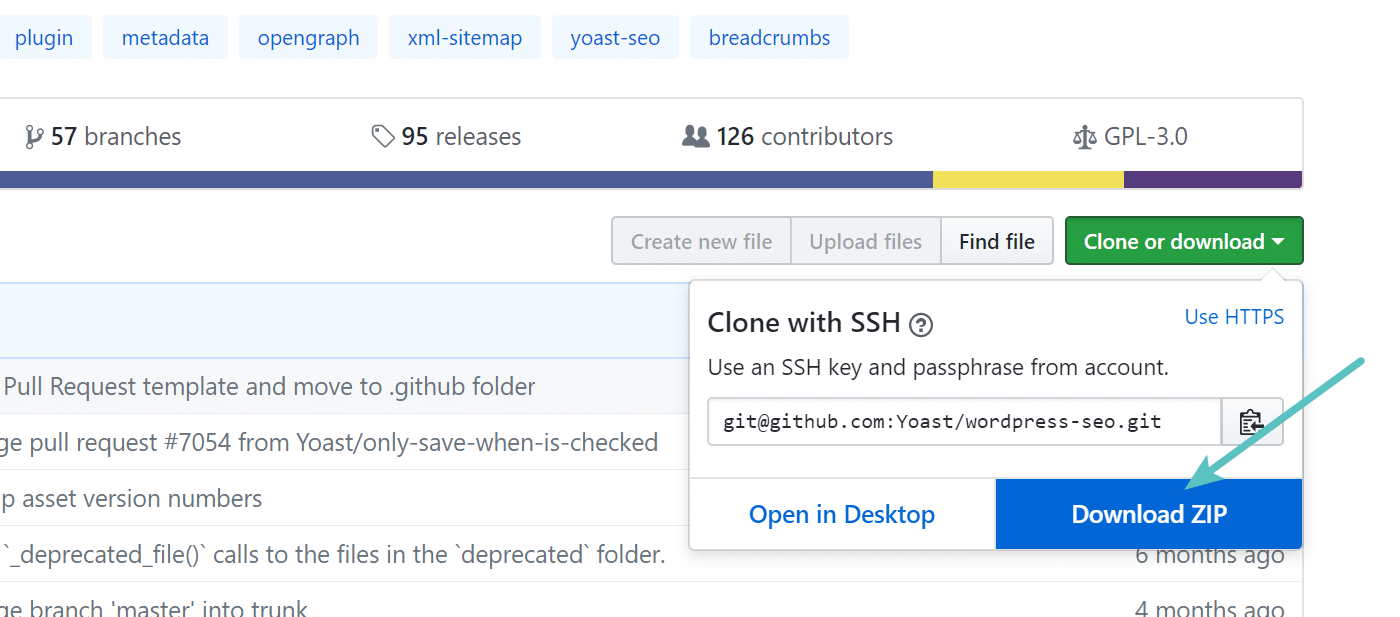 Baixar o plugin WordPress do GitHub
