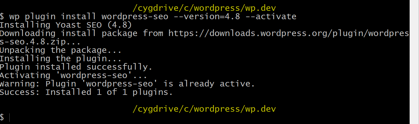 Instalar a versão antiga do plugin WordPress via WP-CLI