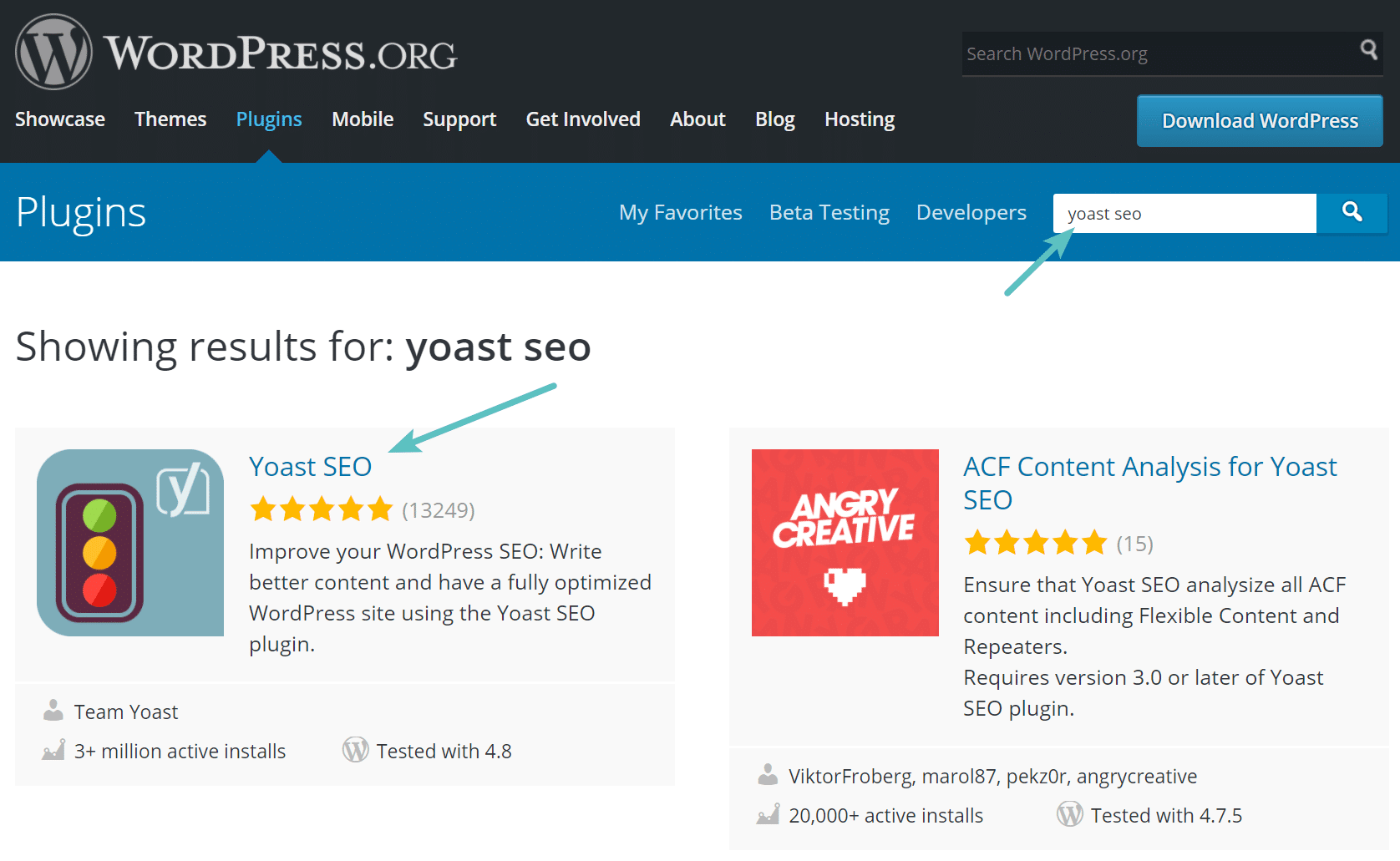 Procurar plugin WordPress no repositório