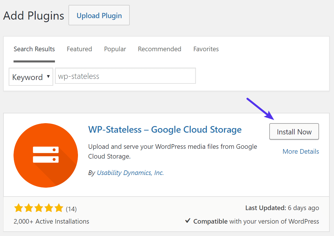 Instalar o plugin WP-Stateless no WordPress