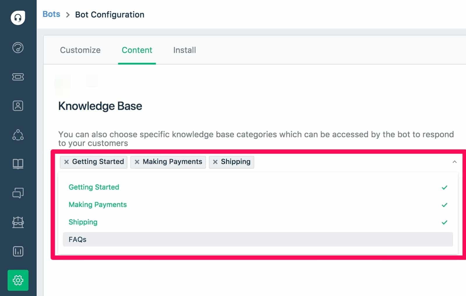 Conectando o chatbot à base de conhecimento