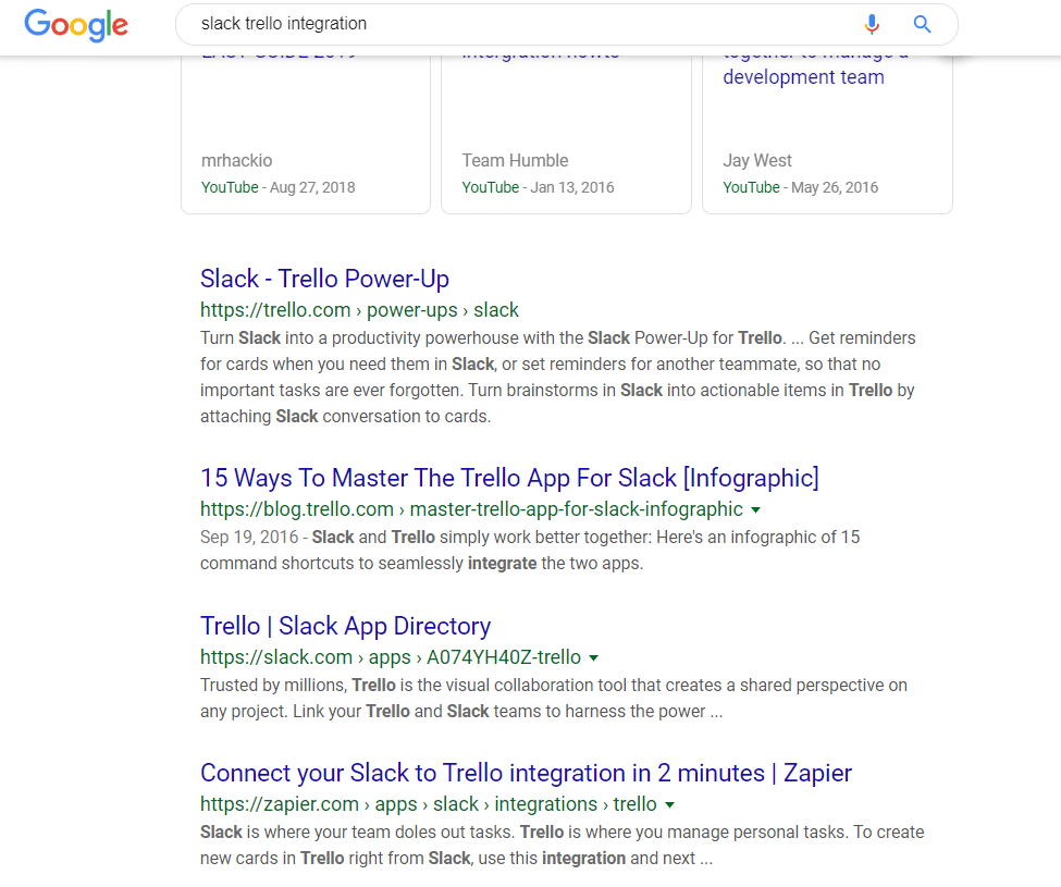 Google SERPs para 