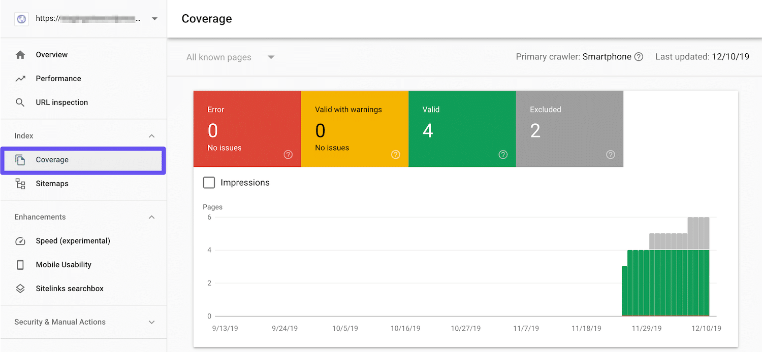 search console cobertura 
