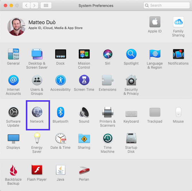 Preferências do Sistema em macOS