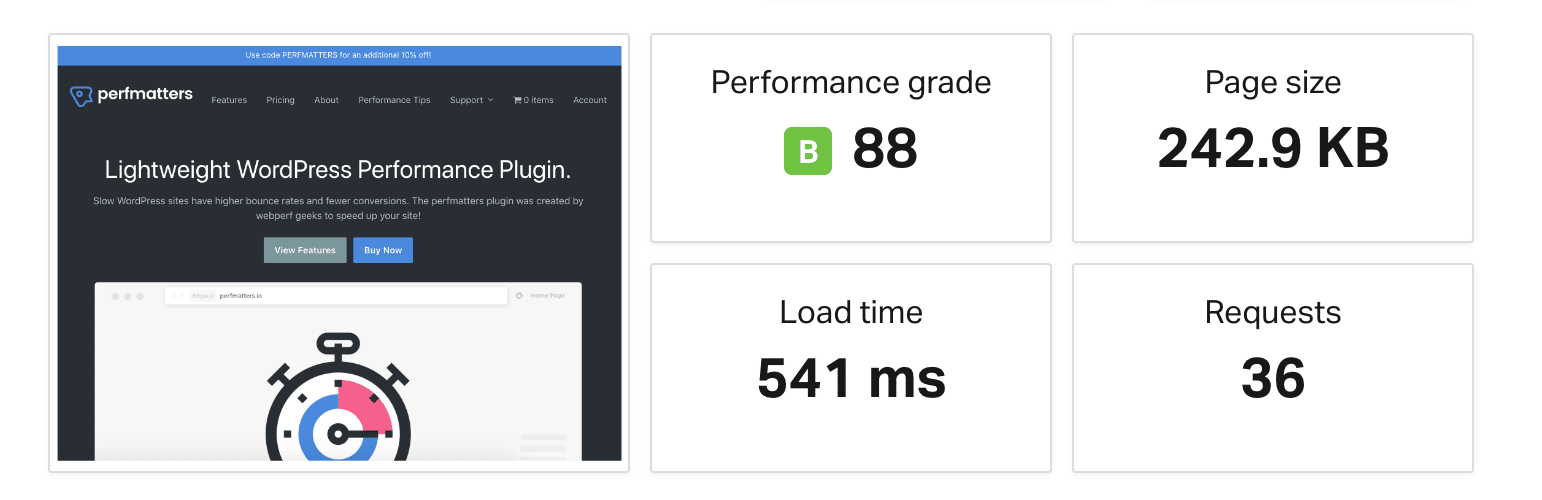 Pingdom snelheidstest vóór DNS en cache