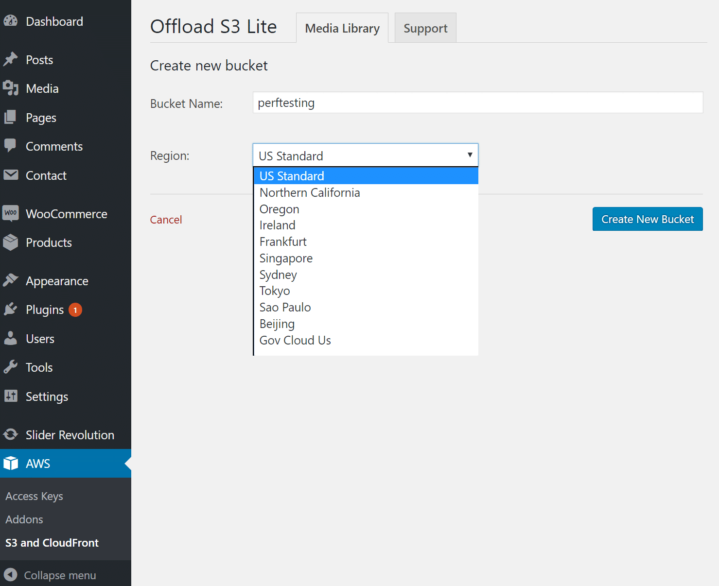 create amazon s3 bucket