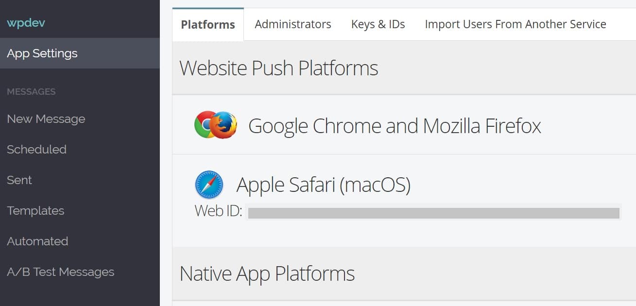 Apple Safari web ID apple safari web id