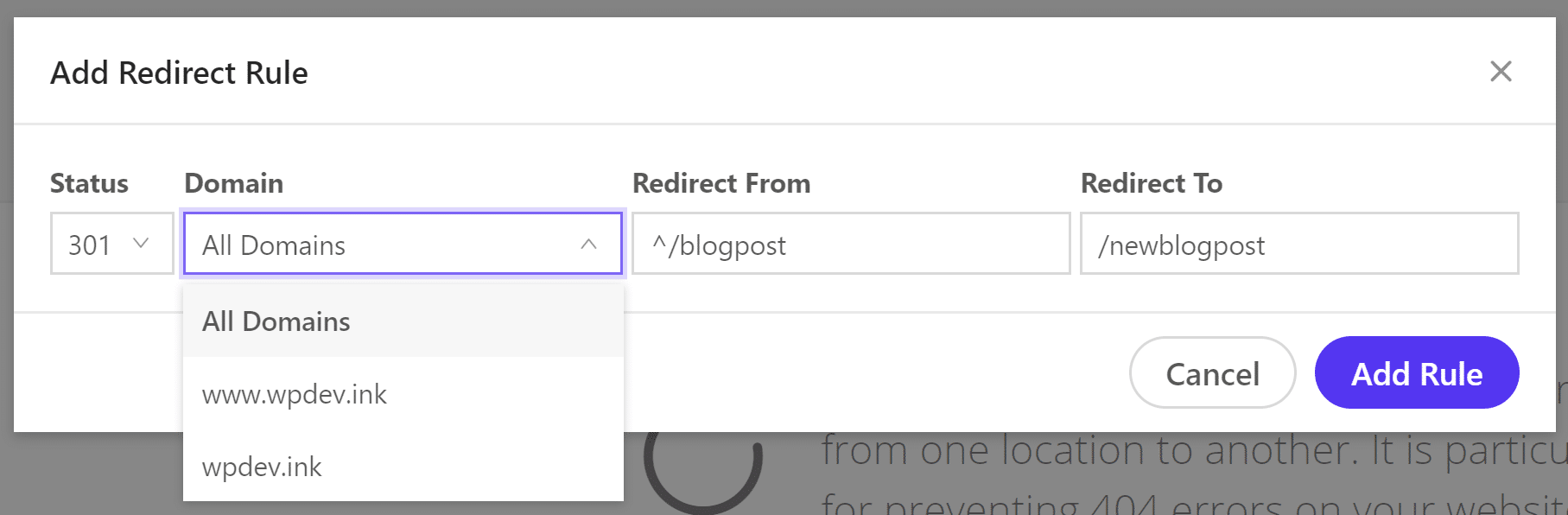 The Kinsta Redirect tool The Kinsta Redirect tool