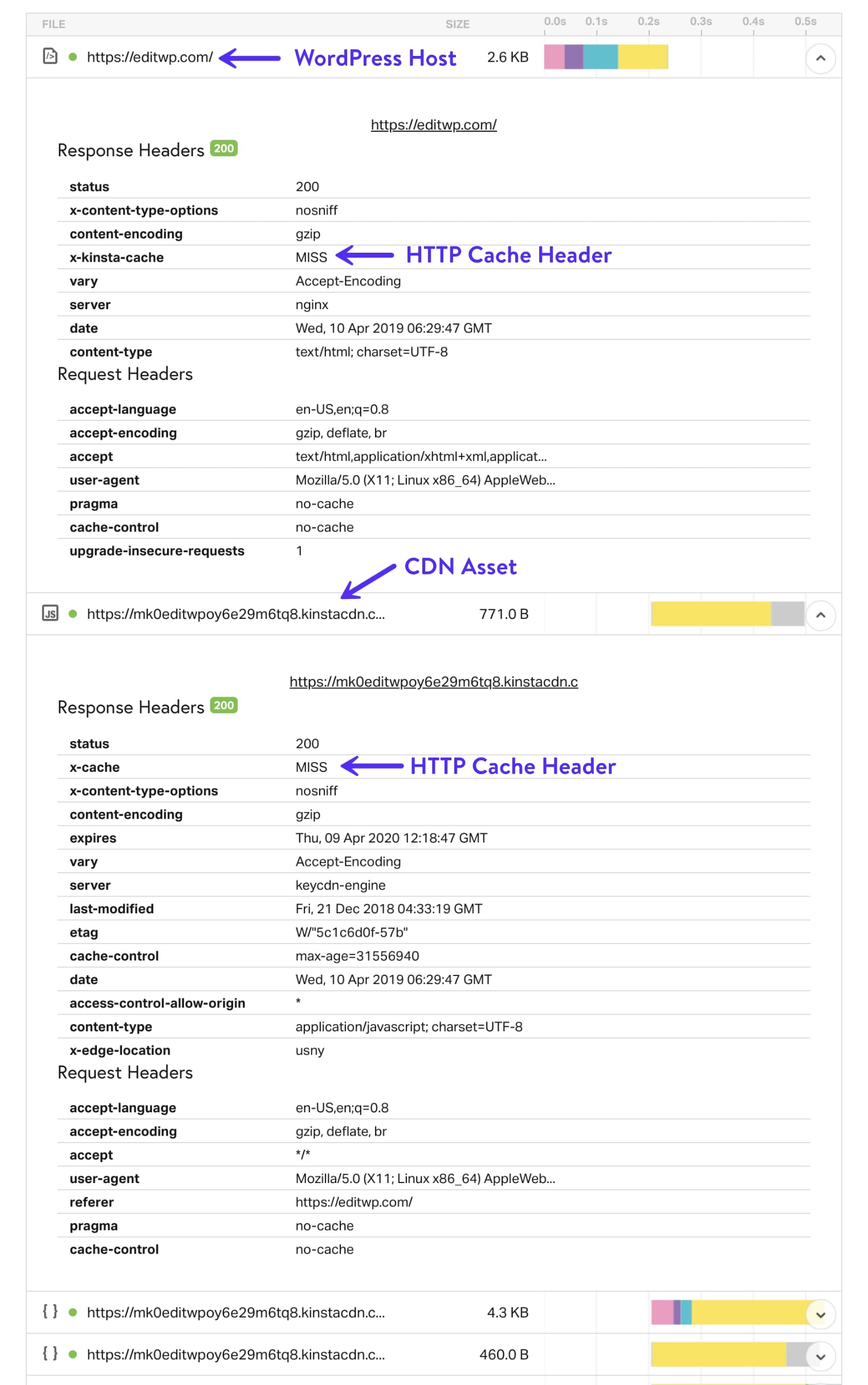 Desglose de prueba de velocidad del sitio web