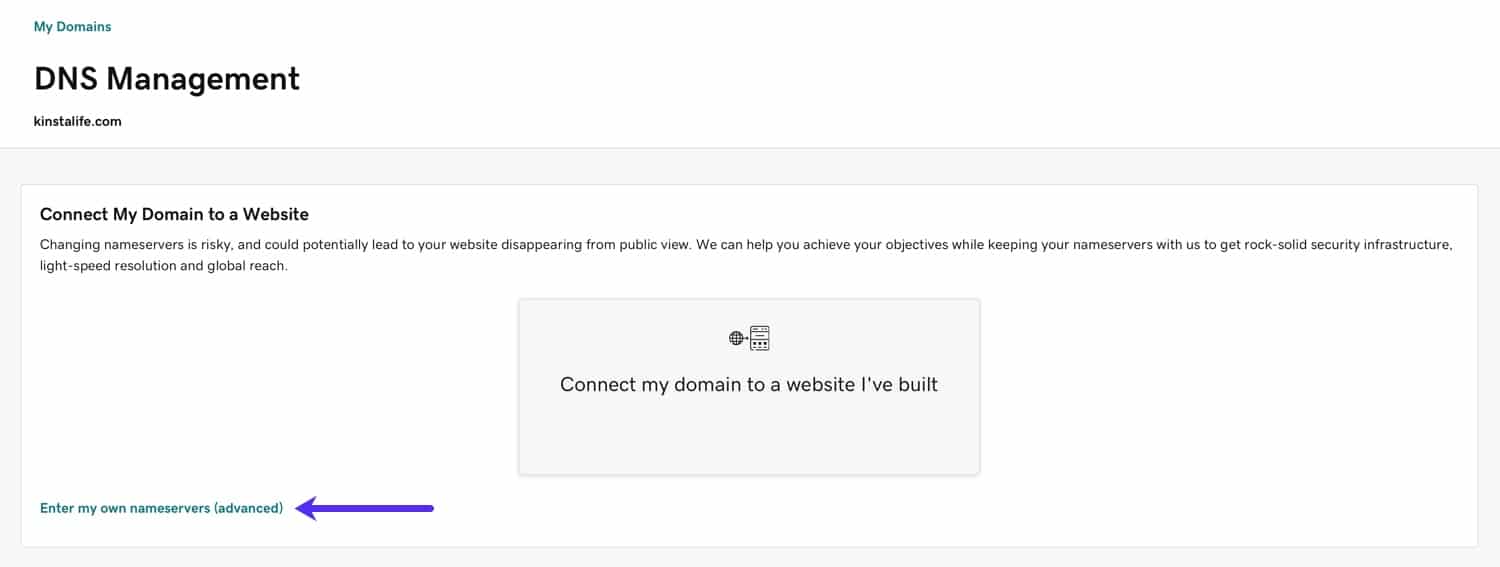 Configuración avanzada del servidor de nombres de GoDaddy.