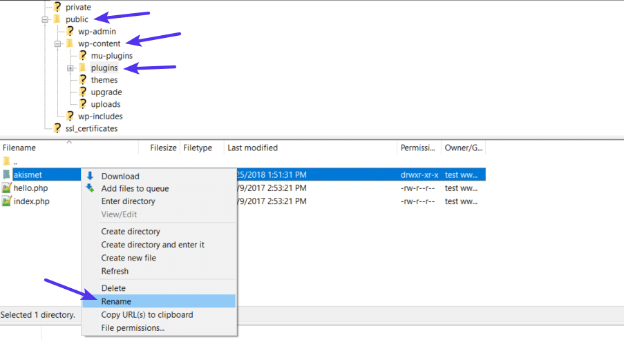 How to disable a single plugin via FTP/SFTP.