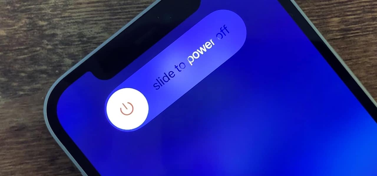 O deslizador de desligamento do iOS.