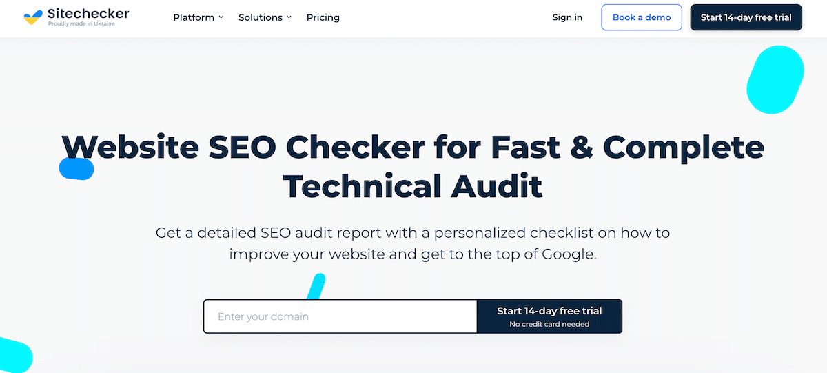 Screenshot del sito web di Sitechecker.
