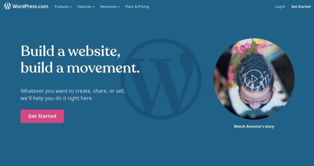 La pagina di registrazione di WordPress.com