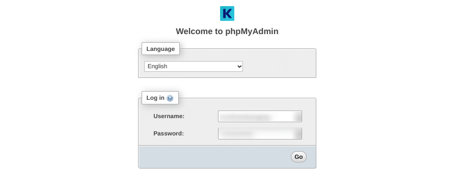 kinsta phpMyAdmin login Kinsta phpMyAdminログインページ
