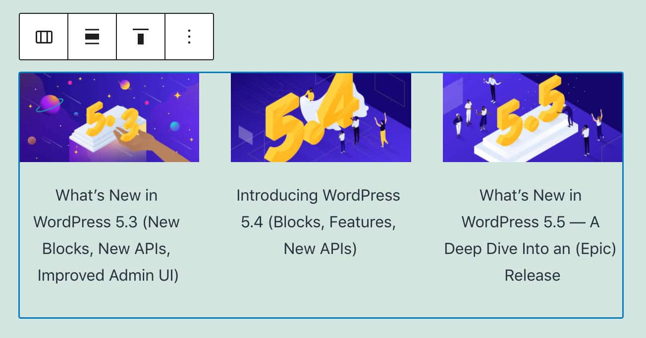3つのブロックを3カラムに変換