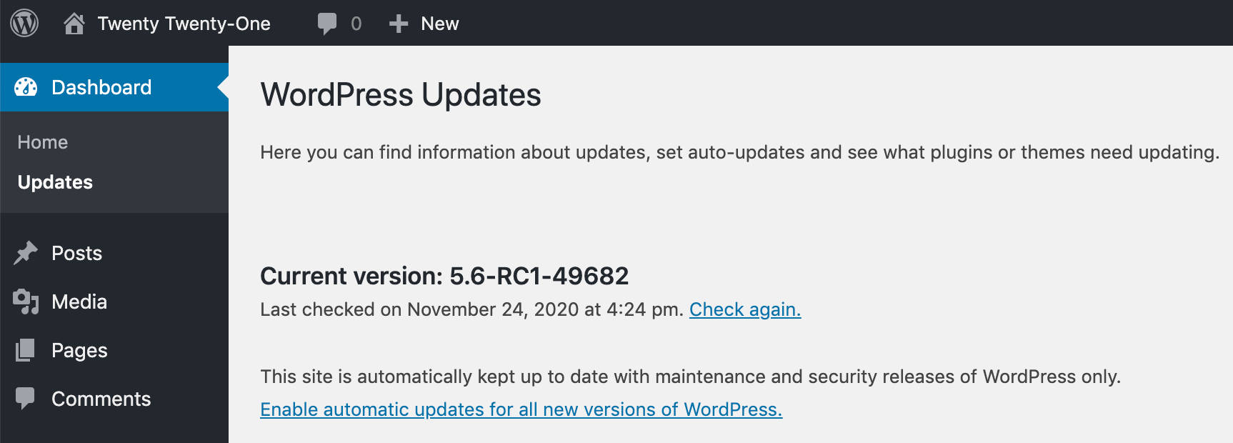 WordPressの全ての最新バージョンへの自動更新を有効化
