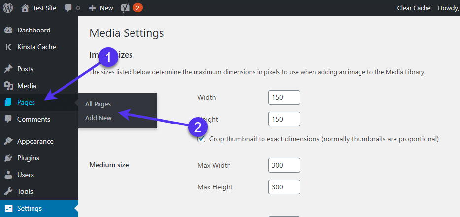 pages - add new - for HTML to WordPress
