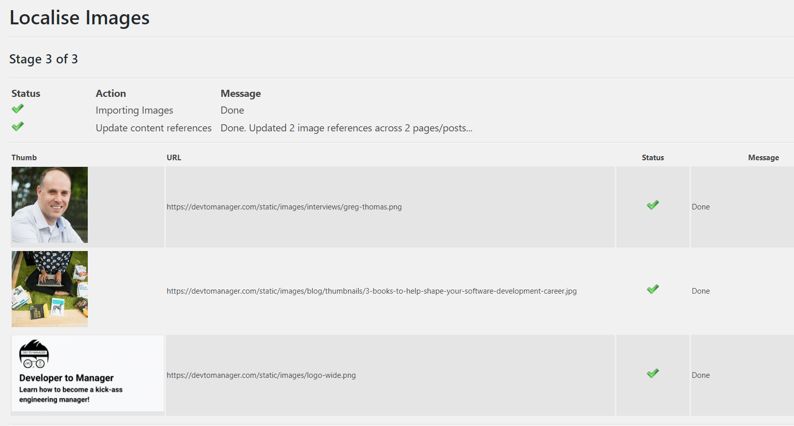 The final product of localized images