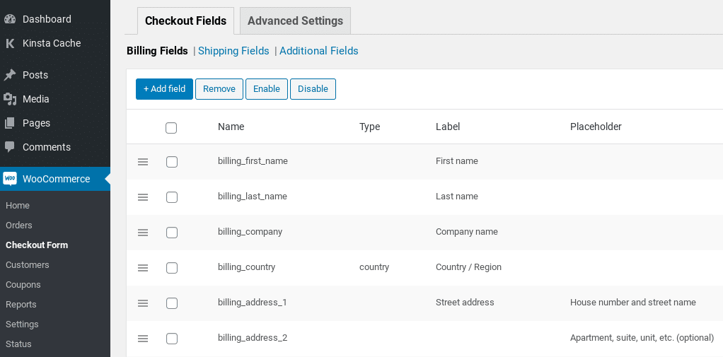 El plugin del editor de formularios de compra en WooCommerce