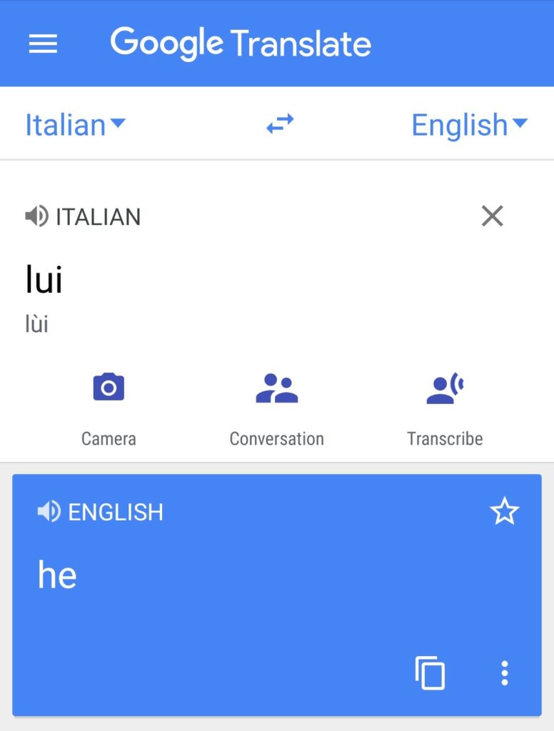 Lui en italiano significa 