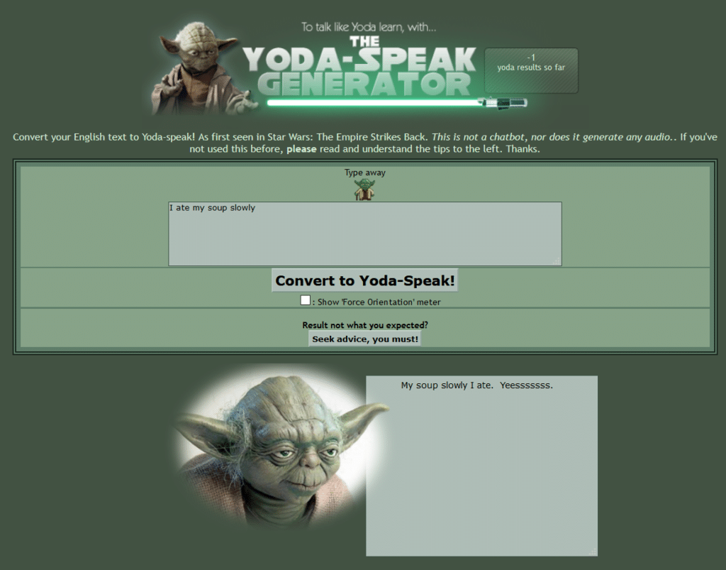  El Generador de Yoda-Speak