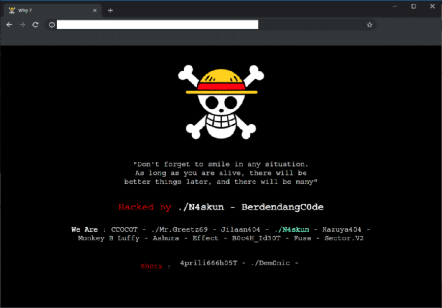Ein Beispiel für einen Angriff zur Verunstaltung einer Webseite