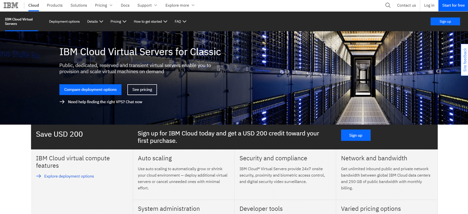Serveurs virtuels dans le cloud IBM