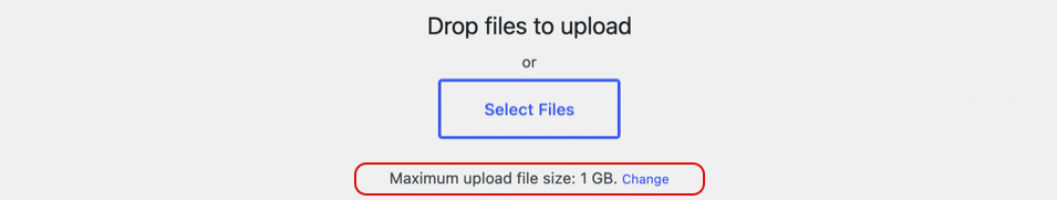 最大アップロードサイズが1GBに変更されたアップロード画面